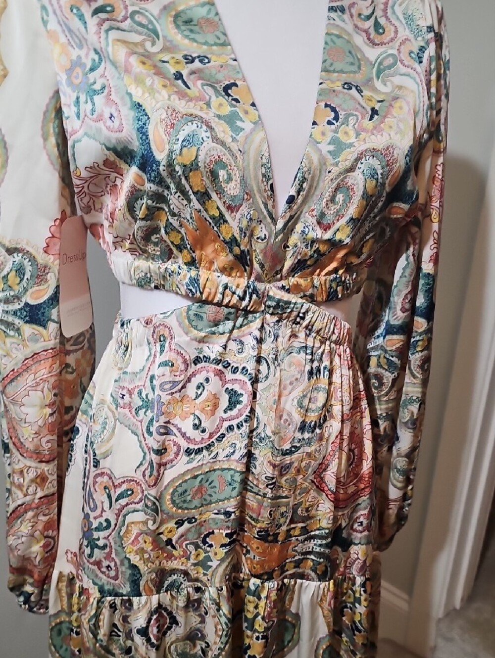 Lush Cream Paisley Wrap Maxi Dress - Picture 6 of 12